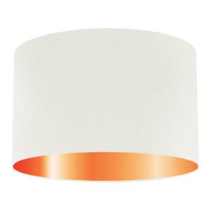 Porcelain Silk Drum Lampshade With Copper Lining