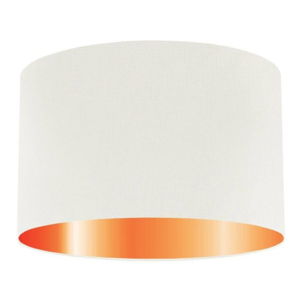Porcelain Silk Drum Lampshade With Copper Lining