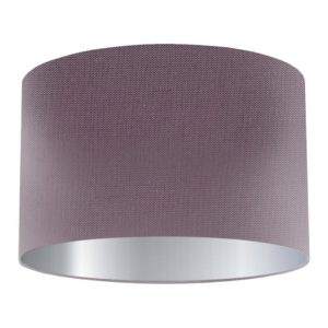 Prune Silk Drum Lampshade with Silver Lining