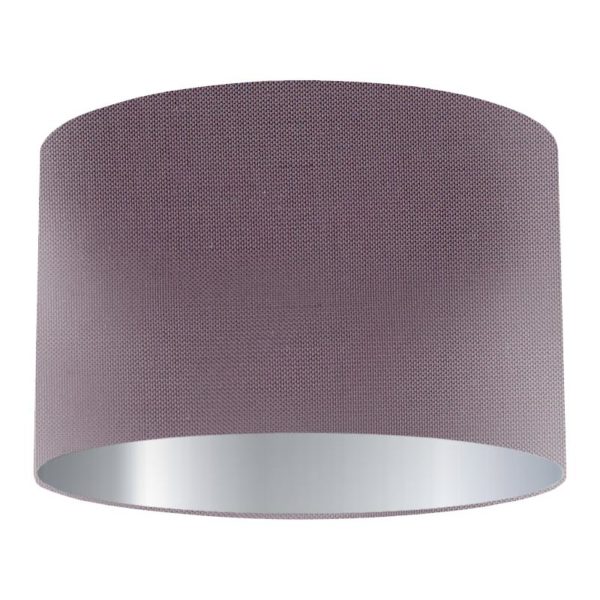 Prune Silk Drum Lampshade with Silver Lining