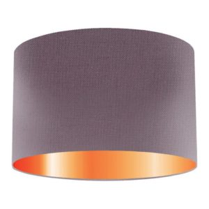 Prune Silk Drum Lampshade With Copper Lining