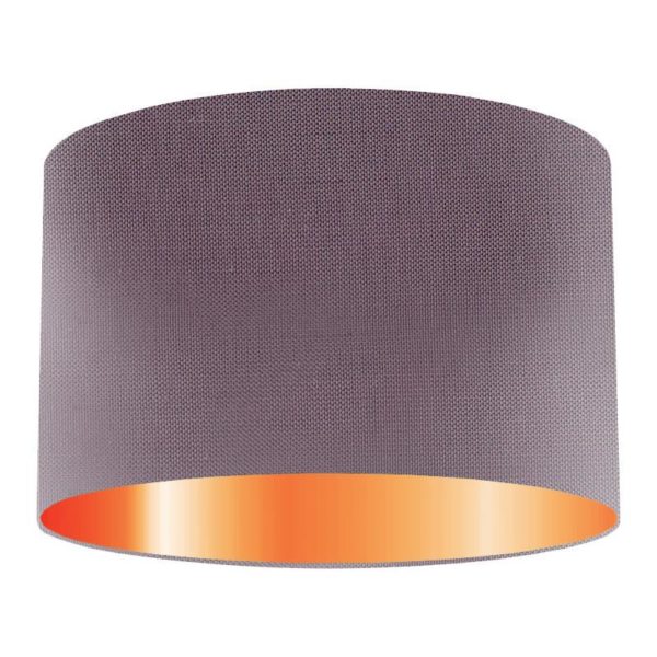 Prune Silk Drum Lampshade With Copper Lining