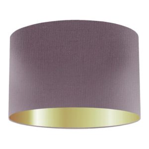 Prune Silk Drum Lampshade with Gold Lining