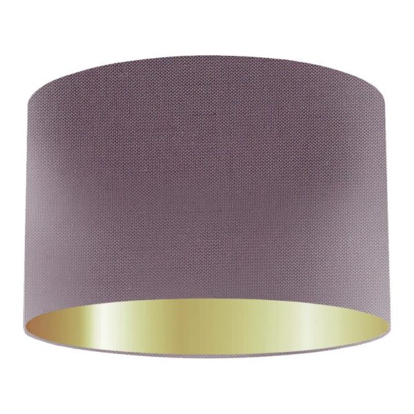 Prune Silk Drum Lampshade with Gold Lining