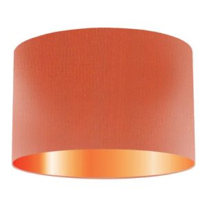 Pumpkin Silk Drum Lampshade With Copper Lining