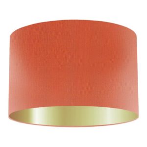 Pumpkin Silk Drum Lampshade with Gold Lining