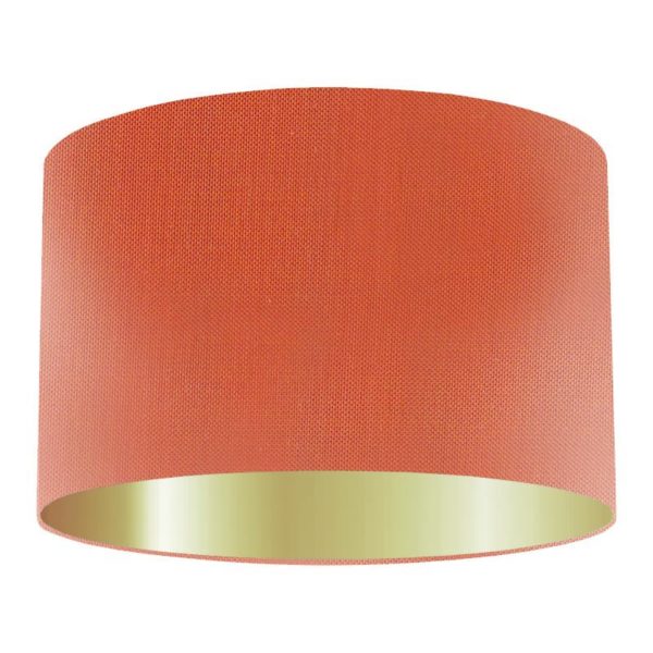 Pumpkin Silk Drum Lampshade with Gold Lining