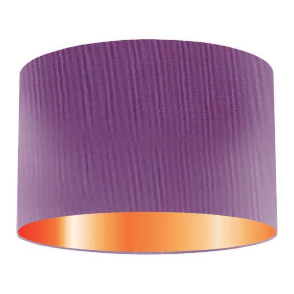Purple Silk Drum Lampshade With Copper Lining