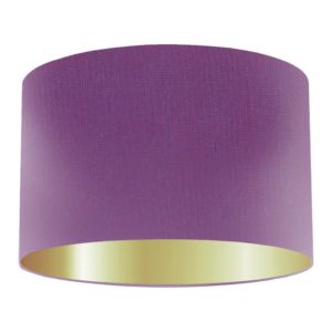 Purple Silk Drum Lampshade with Gold Lining
