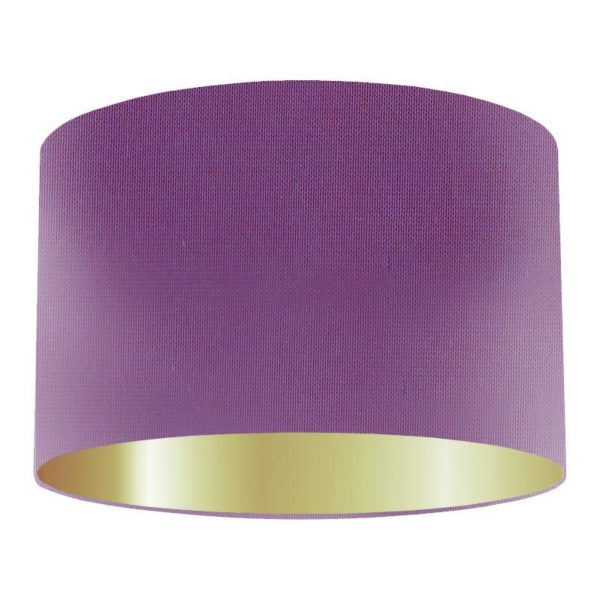 Purple Silk Drum Lampshade with Gold Lining