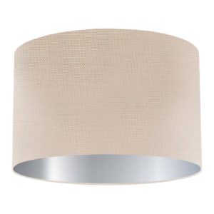 Putty Silk Drum Lampshade with Silver Lining