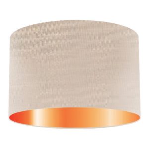 Putty Silk Drum Lampshade With Copper Lining