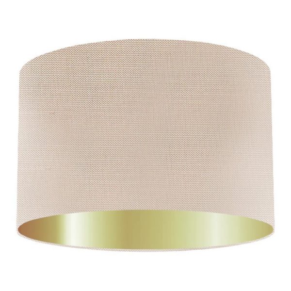 Putty Silk Drum Lampshade with Gold Lining
