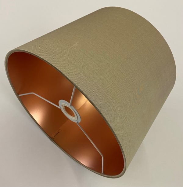 Pebble Silk with Frosted Copper Metallic Lining French Drum Lampshade