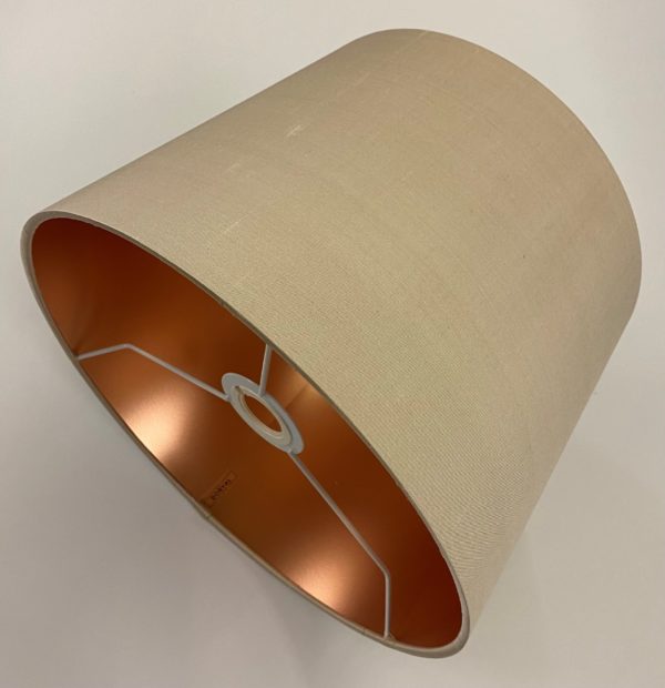 Putty Silk with Frosted Copper Metallic Lining French Drum Lampshade