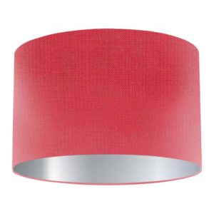 Rouge Silk Drum Lampshade with Silver Lining