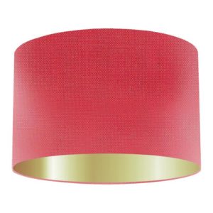Rouge Silk Drum Lampshade with Gold Lining
