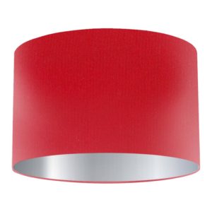 Ruby Silk Drum Lampshade with Silver Lining