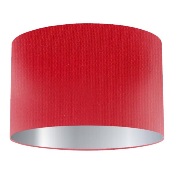 Ruby Silk Drum Lampshade with Silver Lining