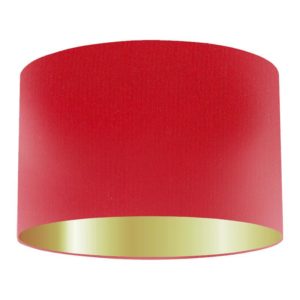 Ruby Silk Drum Lampshade with Gold Lining