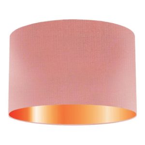 Salmon Silk Drum Lampshade With Copper Lining