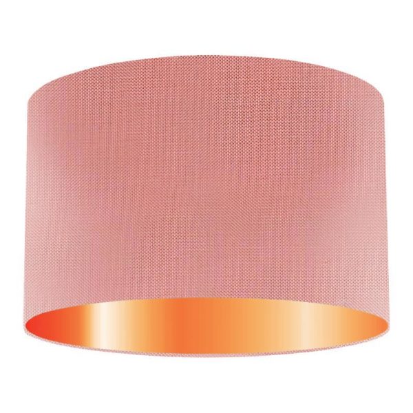 Salmon Silk Drum Lampshade With Copper Lining