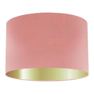 Salmon Silk Drum Lampshade with Gold Lining