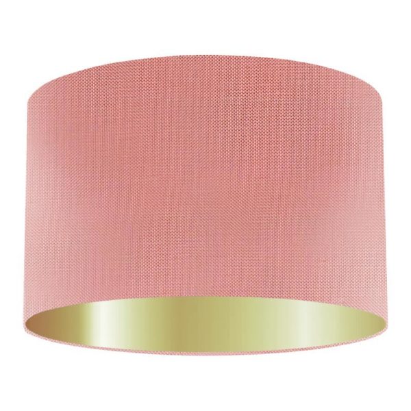Salmon Silk Drum Lampshade with Gold Lining
