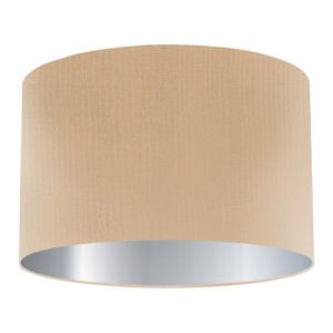Sand Silk Drum Lampshade with Silver Lining
