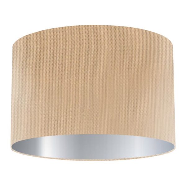 Sand Silk Drum Lampshade with Silver Lining