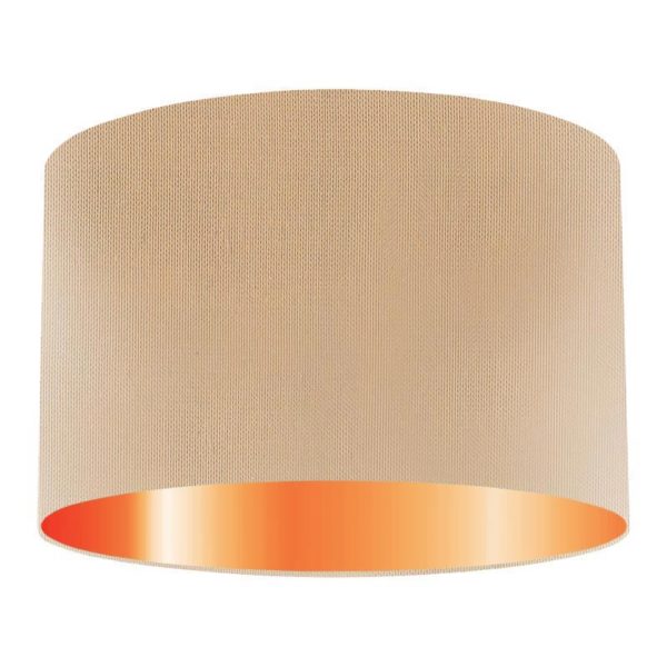 Sand Silk Drum Lampshade With Copper Lining