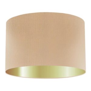 Sand Silk Drum Lampshade with Gold Lining