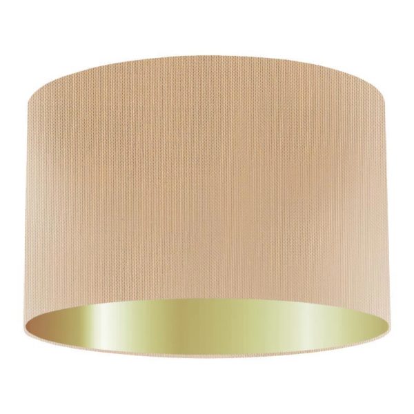 Sand Silk Drum Lampshade with Gold Lining