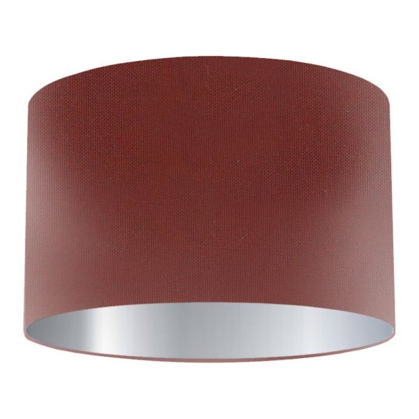 Sangria Silk Drum Lampshade with Silver Lining