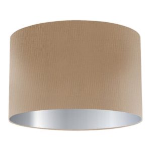 Sesame Silk Drum Lampshade with Silver Lining