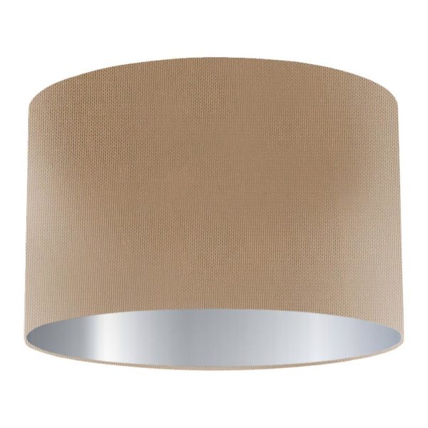 Sesame Silk Drum Lampshade with Silver Lining