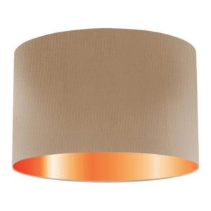 Sesame Silk Drum Lampshade With Copper Lining