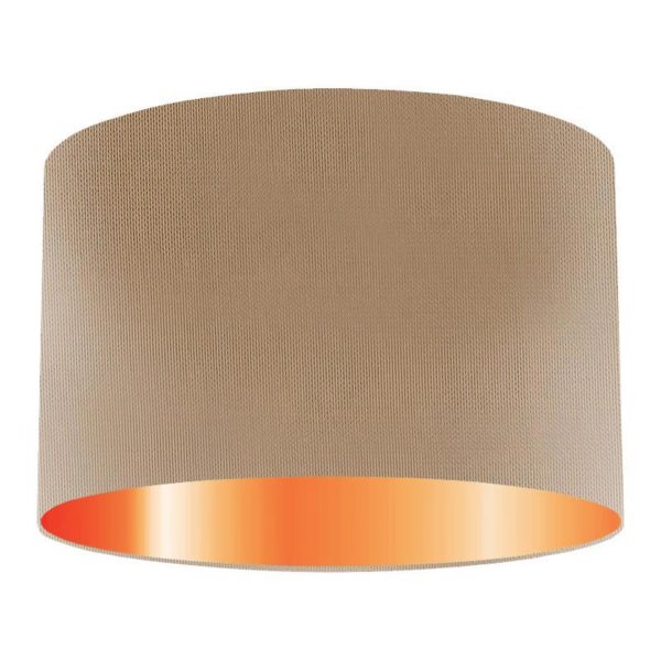 Sesame Silk Drum Lampshade With Copper Lining