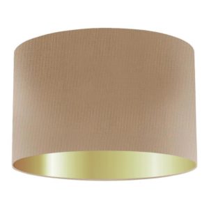 Sesame Silk Drum Lampshade with Gold Lining