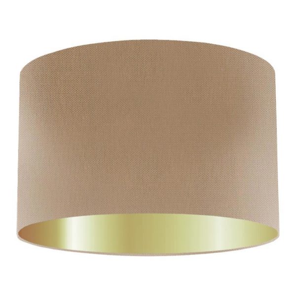 Sesame Silk Drum Lampshade with Gold Lining
