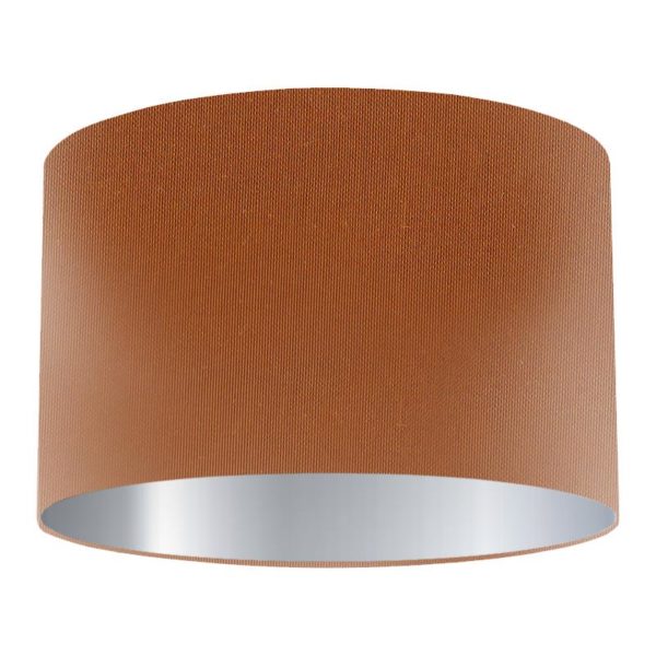 Sienna Silk Drum Lampshade with Silver Lining
