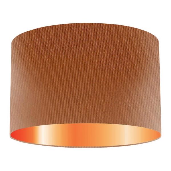 Sienna Silk Drum Lampshade With Copper Lining