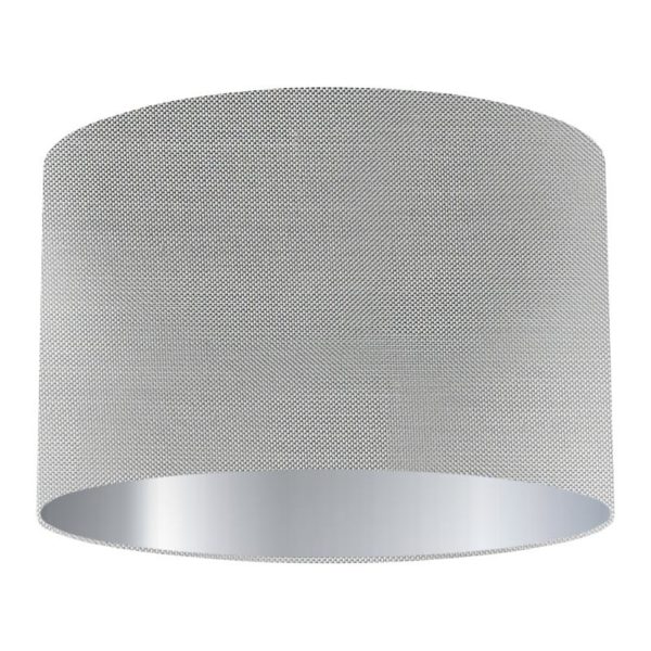 Silver Silk Drum Lampshade with Silver Lining