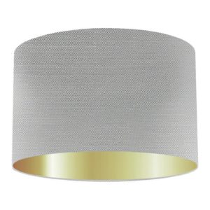 Silver Silk Drum Lampshade with Gold Lining