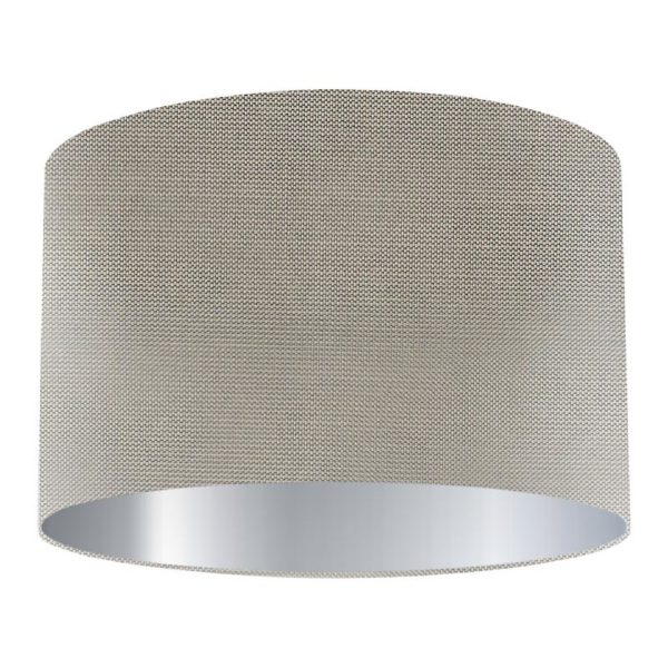 Silver Birch Drum Lampshade with Silver Lining