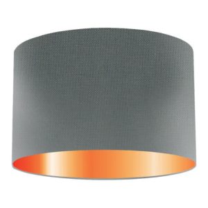Slate Silk Drum Lampshade With Copper Lining