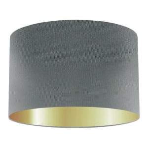 Slate Silk Drum Lampshade with Gold Lining