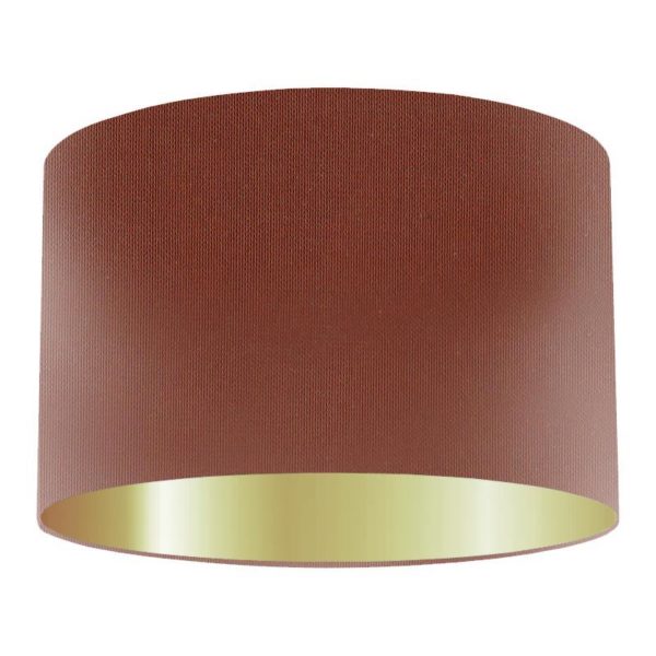 Spice Silk Drum Lampshade with Gold Lining