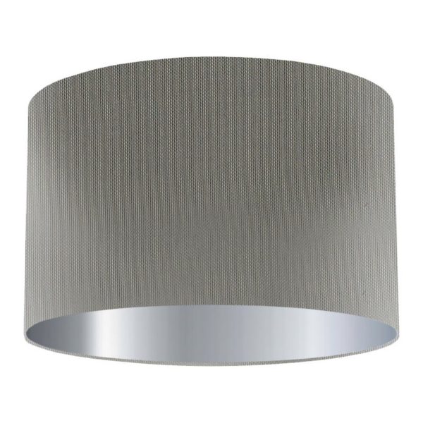 Storm Silk Drum Lampshade with Silver Lining