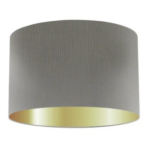 Storm Silk Drum Lampshade with Gold Lining